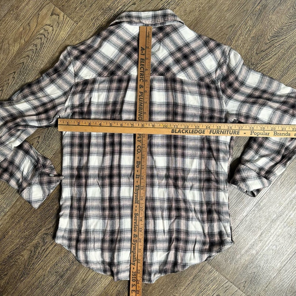 RAILS Soft Pink Black Cream Plaid Flannel shirt XS - Picture 7 of 9